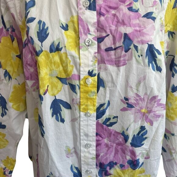 TALBOTS Womens Floral print 100% cotton button up Collared shirt 1x Petite - Picture 3 of 9